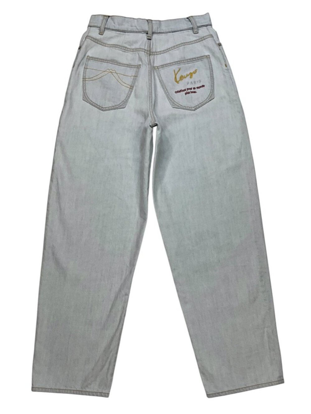 Kenzo Paris Vintage Jean 27 Light Blue Wash Tapered Leg High Rise